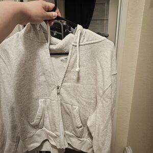 Hollister Light Gray Zip-Up Hoodie